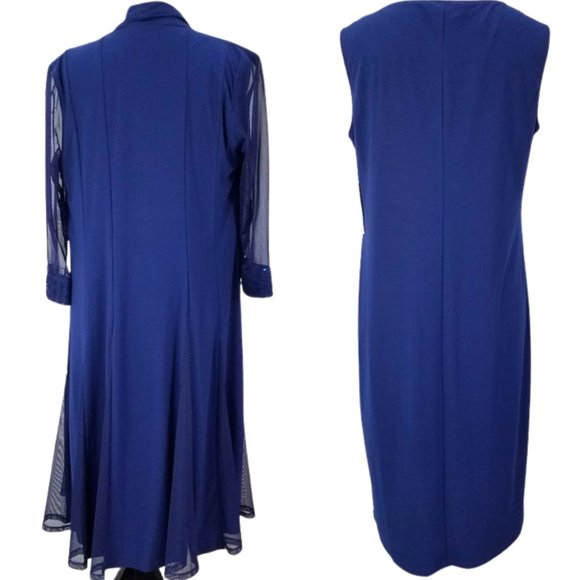 R & M RICHARDS Royal Blue Sleeveless Dress & Jacket 2 PC Set - Women's 10 - Picture 3 of 8